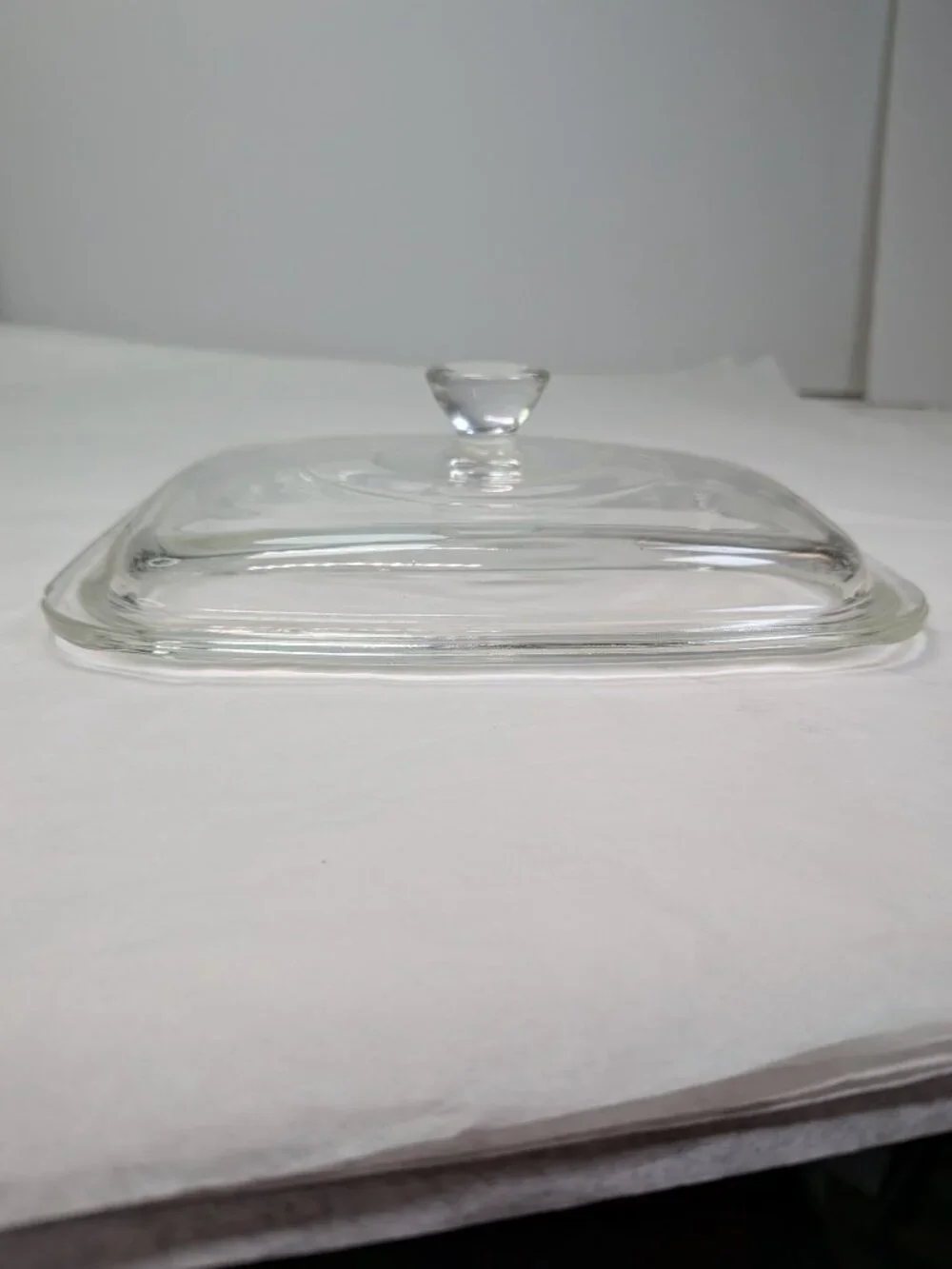 Vintage Clear Glass Rectangular Replacement Lid AA-10 Knob Handle 6.25